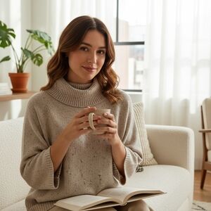 Elegant Cream Women's Turtleneck Sweater